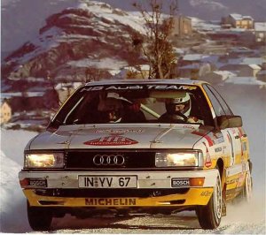 Walter Rohrl зза рулем Audi 200 Quattro, 1987 год