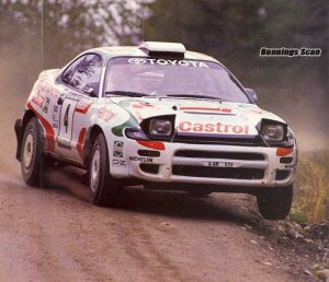 Юха Канккунен (Juha Kankkunen) за рулем Toyota на ралли WRC 1993 года