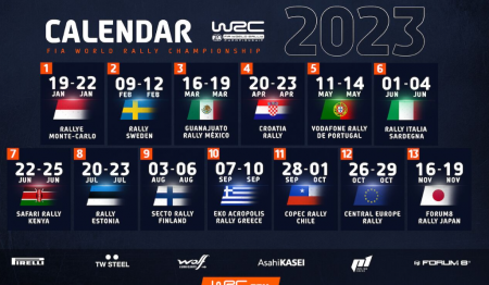Опубликован календарь чемпионата мира по ралли (WRC) на сезон 2023 года
