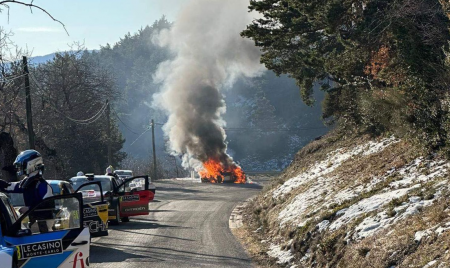 Автомобиль швейцарского гонщика сгорел дотла на ралли Монте-Карло 2023